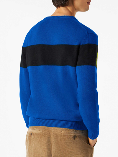 Mc2 Saint Barth Man Blue Sweater With Courma Lettering In Blue