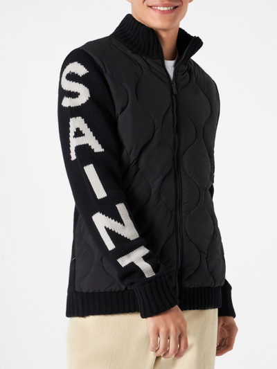 Mc2 Saint Barth Man Blue Padded Jacket In Black