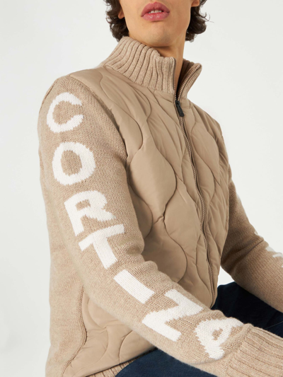Mc2 Saint Barth Man Beige Padded Jacket In Beige
