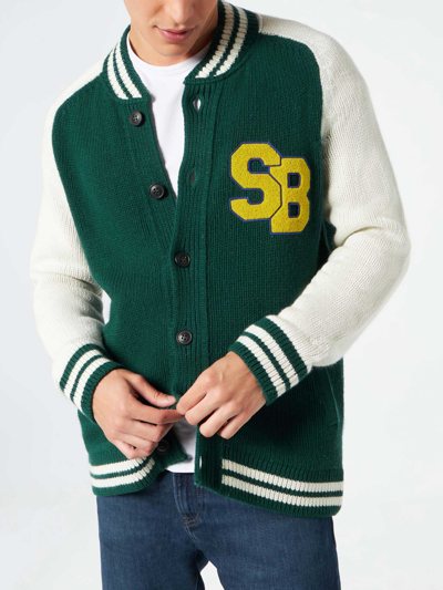 Shop Mc2 Saint Barth Green Knit Bomber College Style