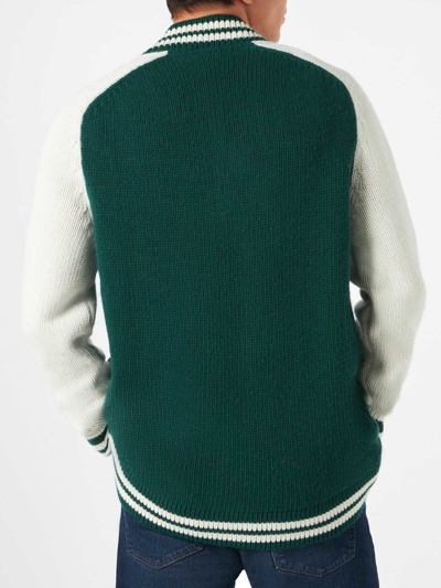 Mc2 Saint Barth Green Knit Bomber College Style In Green
