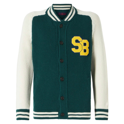 Mc2 Saint Barth Green Knit Bomber College Style In Green
