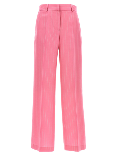 Shop Msgm Pinstripe Pants In Pink