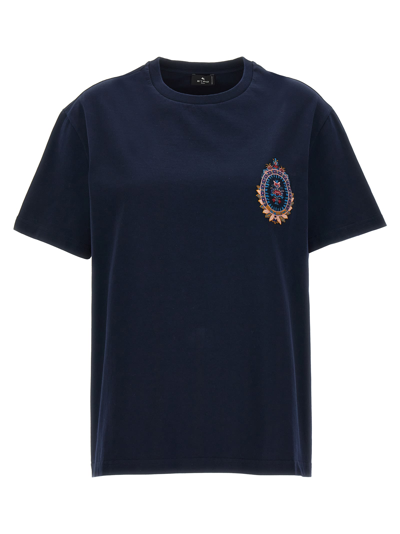 Shop Etro Embroidery T-shirt In Blue