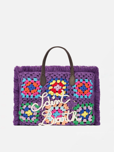 Shop Mc2 Saint Barth Colette Crochet Tiles Handbag In Pink