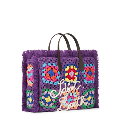 Shop Mc2 Saint Barth Colette Crochet Tiles Handbag In Pink