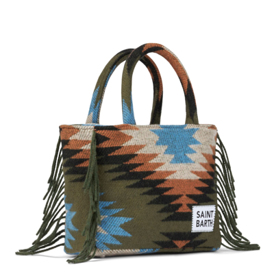 Mc2 Saint Barth Colette Blanket Handbag With Ethnic Print In Multicolor