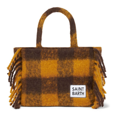 Shop Mc2 Saint Barth Colette Blanket Handbag With Gingham Print In Multicolor