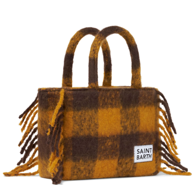Mc2 Saint Barth Colette Blanket Handbag With Gingham Print In Multicolor