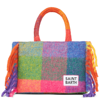 Mc2 Saint Barth Colette Blanket Handbag With Check Print In Multicolor
