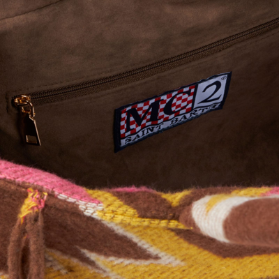 Mc2 Saint Barth Colette Blanket Handbag With Ethnic Print In Brown