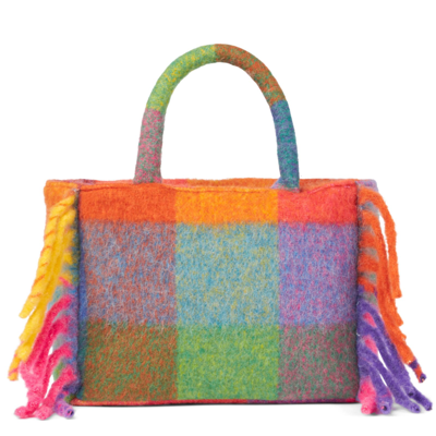 Mc2 Saint Barth Colette Blanket Handbag With Check Print In Multicolor