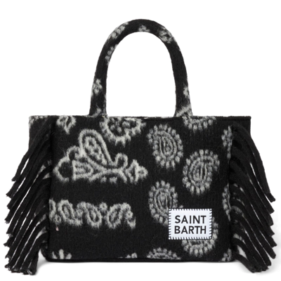 Shop Mc2 Saint Barth Colette Blanket Handbag With Bandanna Print In Black