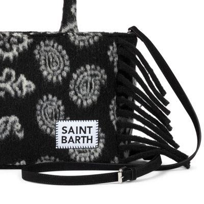Mc2 Saint Barth Colette Blanket Handbag With Bandanna Print In Black