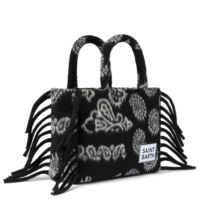 Mc2 Saint Barth Colette Blanket Handbag With Bandanna Print In Black