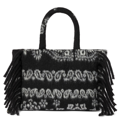 Mc2 Saint Barth Colette Blanket Handbag With Bandanna Print In Black
