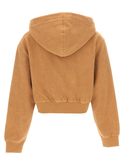 Shop Moschino Orsetto Cropped Hoodie In Beige