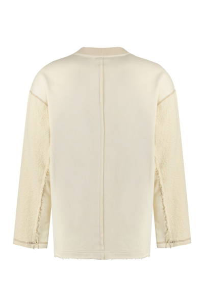 Shop Dolce & Gabbana Logo Detail Cotton Sweatshirt In Panna