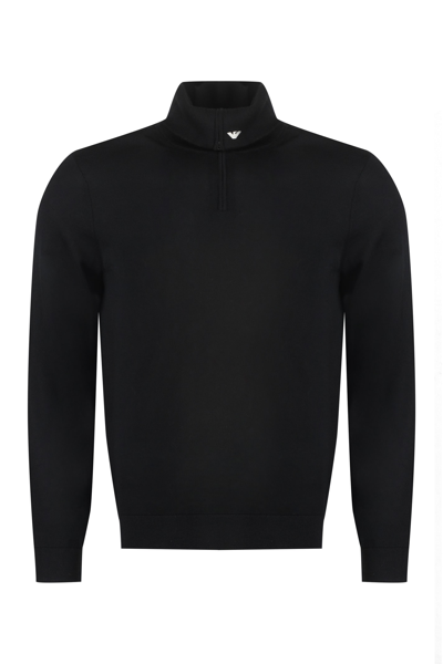 Shop Emporio Armani Virgin Wool Turtleneck Sweater In Black