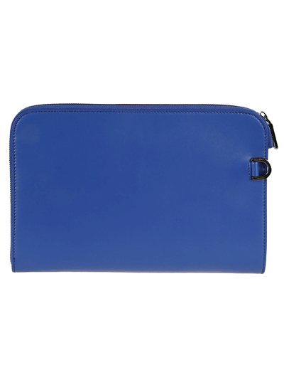 Shop Dolce & Gabbana Logo Embossed Clutch In Blue