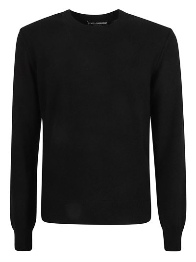Shop Dolce & Gabbana Rib Knit Plain Sweater In Black
