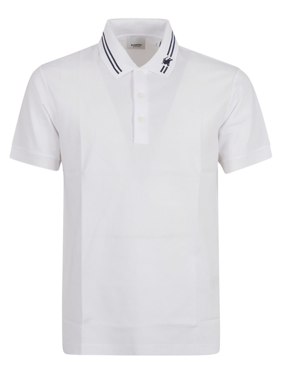 Shop Burberry Stripe Detail Regular Fit Polo Shirt In White