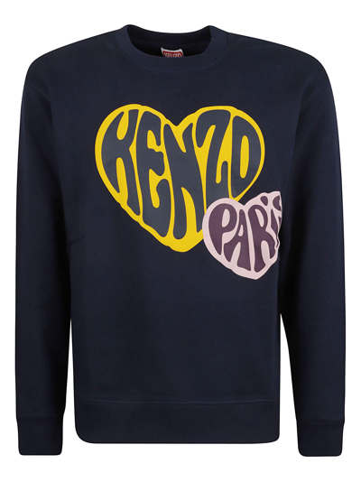 Shop Kenzo Hearts Classic Sweatshirt In Midnight Blue