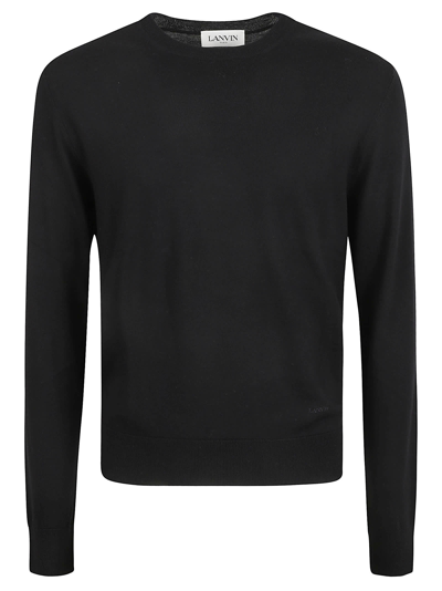 Shop Lanvin Plain Rib Knit Sweater In Black