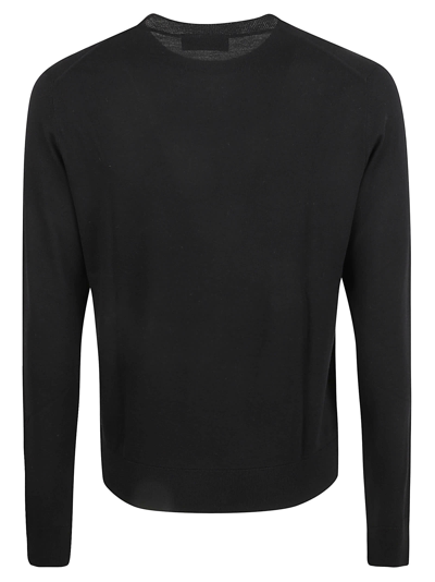 Shop Lanvin Plain Rib Knit Sweater In Black