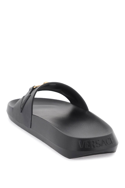 Shop Versace Medusa Biggie Slides In Black  Gold (black)