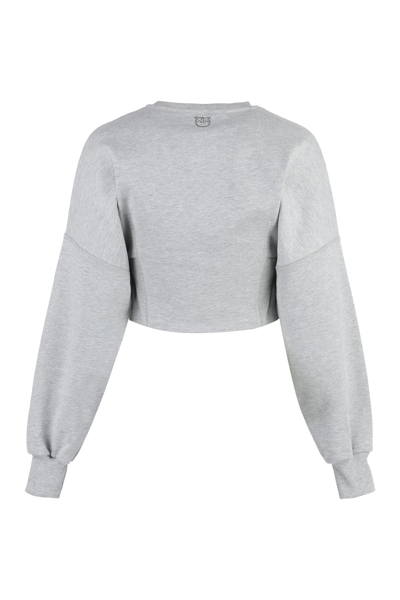Shop Pinko Cotton Crew-neck Sweatshirt In Grey