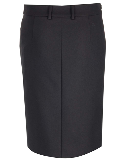 Shop Off-white Midi Skirt With Slit In Black