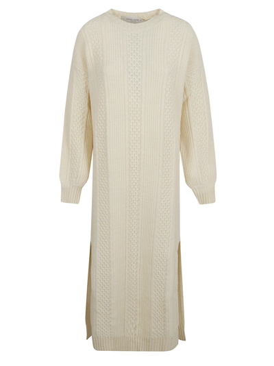 Shop Golden Goose Idea Crewneck Long Dress In Lambs Wool/sassafras