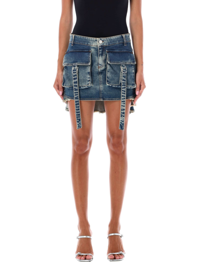 Shop Blumarine Jeans Mini Skirt With Cargo Pockets In Allure