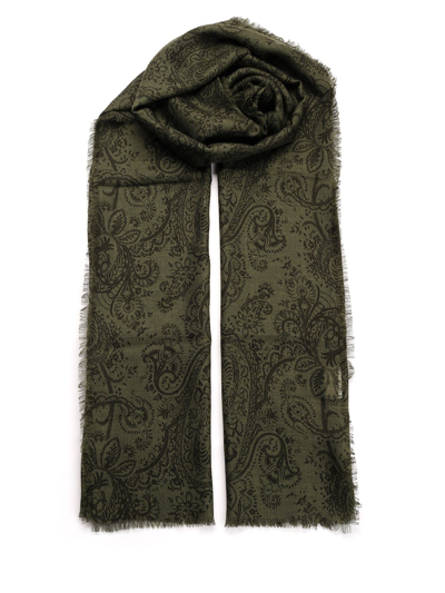 Shop Etro Scarf In Wool And Cashmere In Green