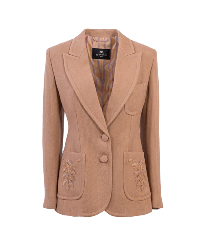 Shop Etro Two-button Jacket In Cammello