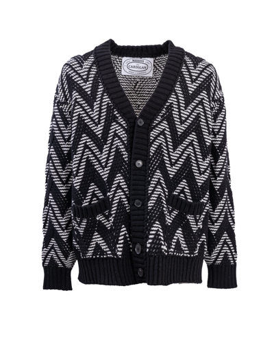 Shop Missoni Knitted Cardigan In Nero