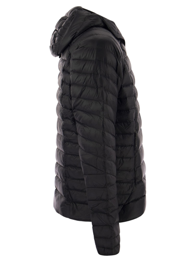 Shop Patagonia Hooded Down Jacket In Black