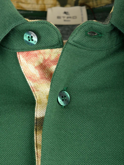Shop Etro Cotton-pique Polo Shirt In Green