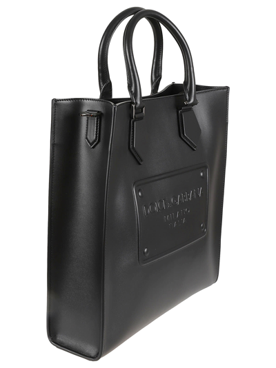 Shop Dolce & Gabbana Logo Plaque Tote In Black