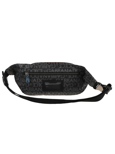 Shop Dolce & Gabbana Logo Monogram Belt Bag In Black/grey
