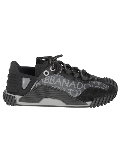 Shop Dolce & Gabbana Logo Monogram Sneakers In Nero/grigio