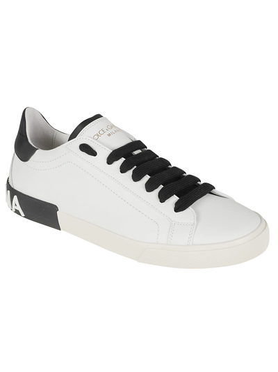 Shop Dolce & Gabbana Back Logo Sneakers In White/black