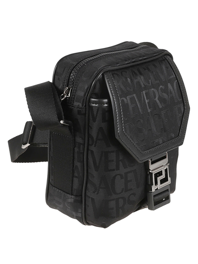 Shop Versace Messenger Shoulder Bag In Black