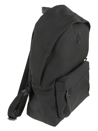 Moncler Pierrick Nylon Backpack Large Front Pocket In Black