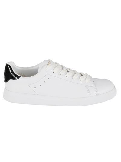 Shop Tory Burch Hiwekk Ciyrt Smooth Calf Sneakers In Titanium White/perfect Black