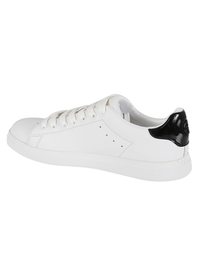 Shop Tory Burch Hiwekk Ciyrt Smooth Calf Sneakers In Titanium White/perfect Black