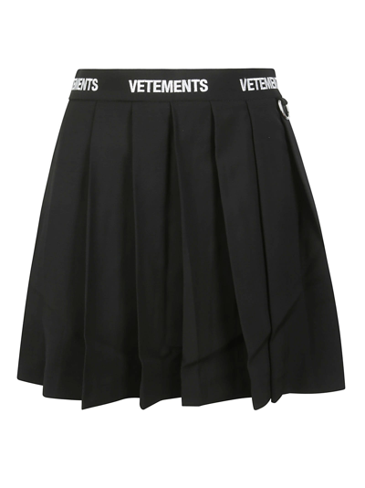 Shop Vetements Logo School Girl Skirt In Black