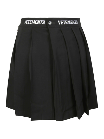 Shop Vetements Logo School Girl Skirt In Black