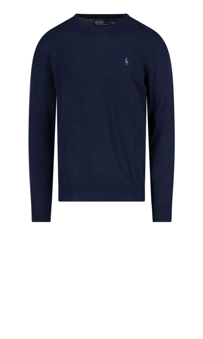 Shop Polo Ralph Lauren Logo Sweater In Blue